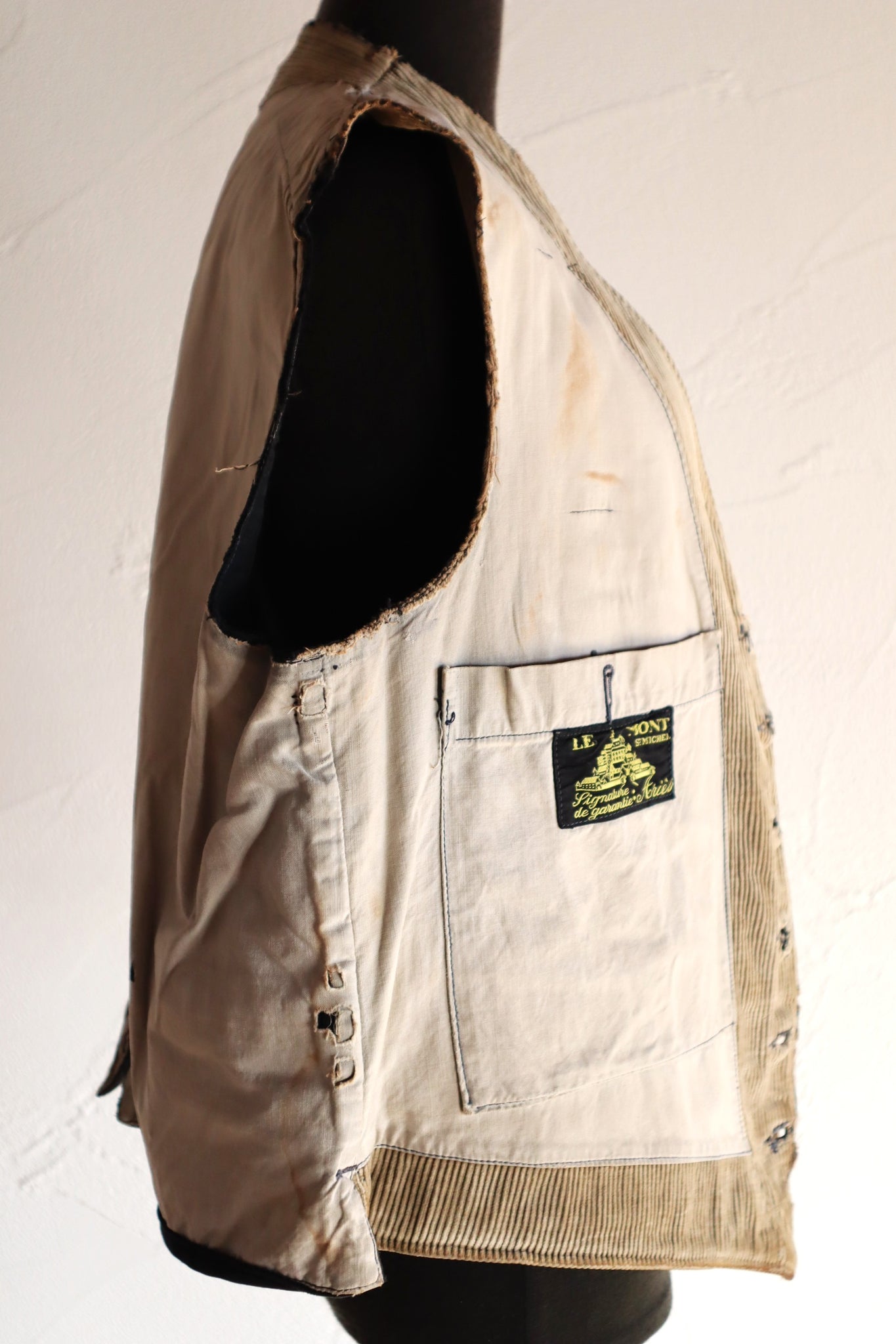 1930s-1940s Le Mont-Saint-Michel French Corduroy Work Vest