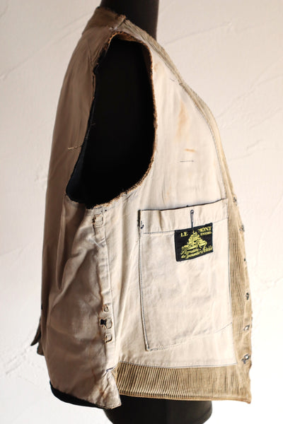 1930s-1940s Le Mont-Saint-Michel French Corduroy Work Vest