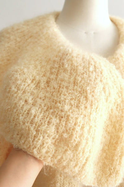 1950s–60s Hand-Knit Mohair Cape-Collar Cardigan