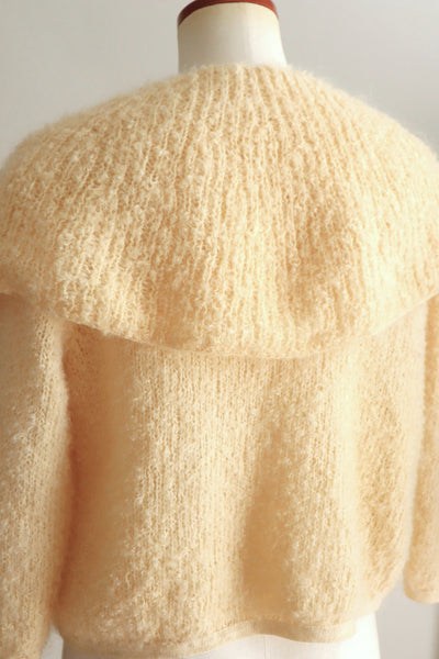 1950s–60s Hand-Knit Mohair Cape-Collar Cardigan