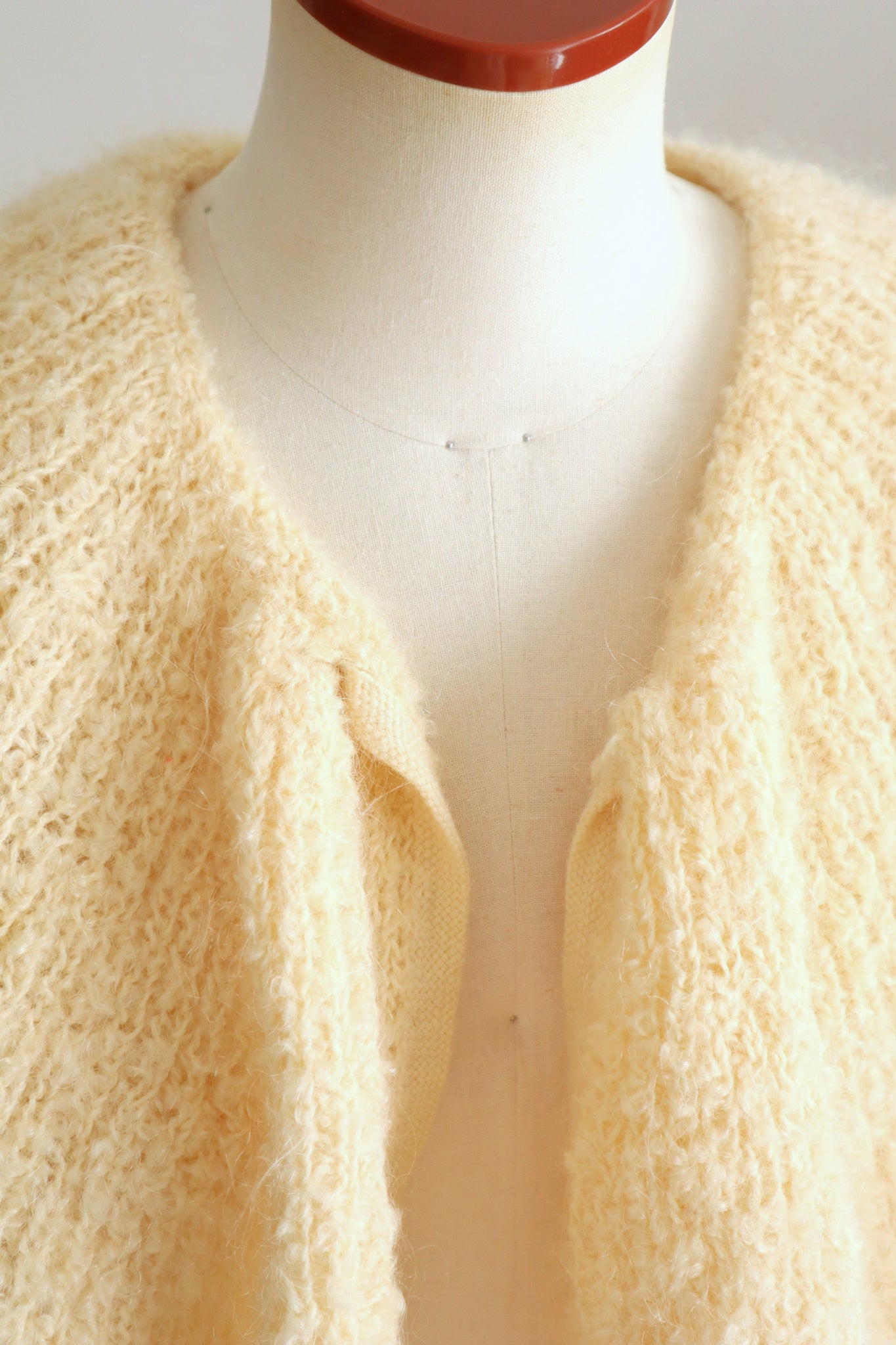 1950s–60s Hand-Knit Mohair Cape-Collar Cardigan