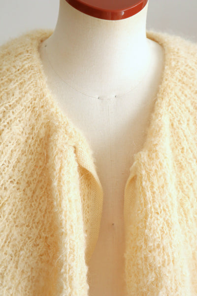 1950s–60s Hand-Knit Mohair Cape-Collar Cardigan
