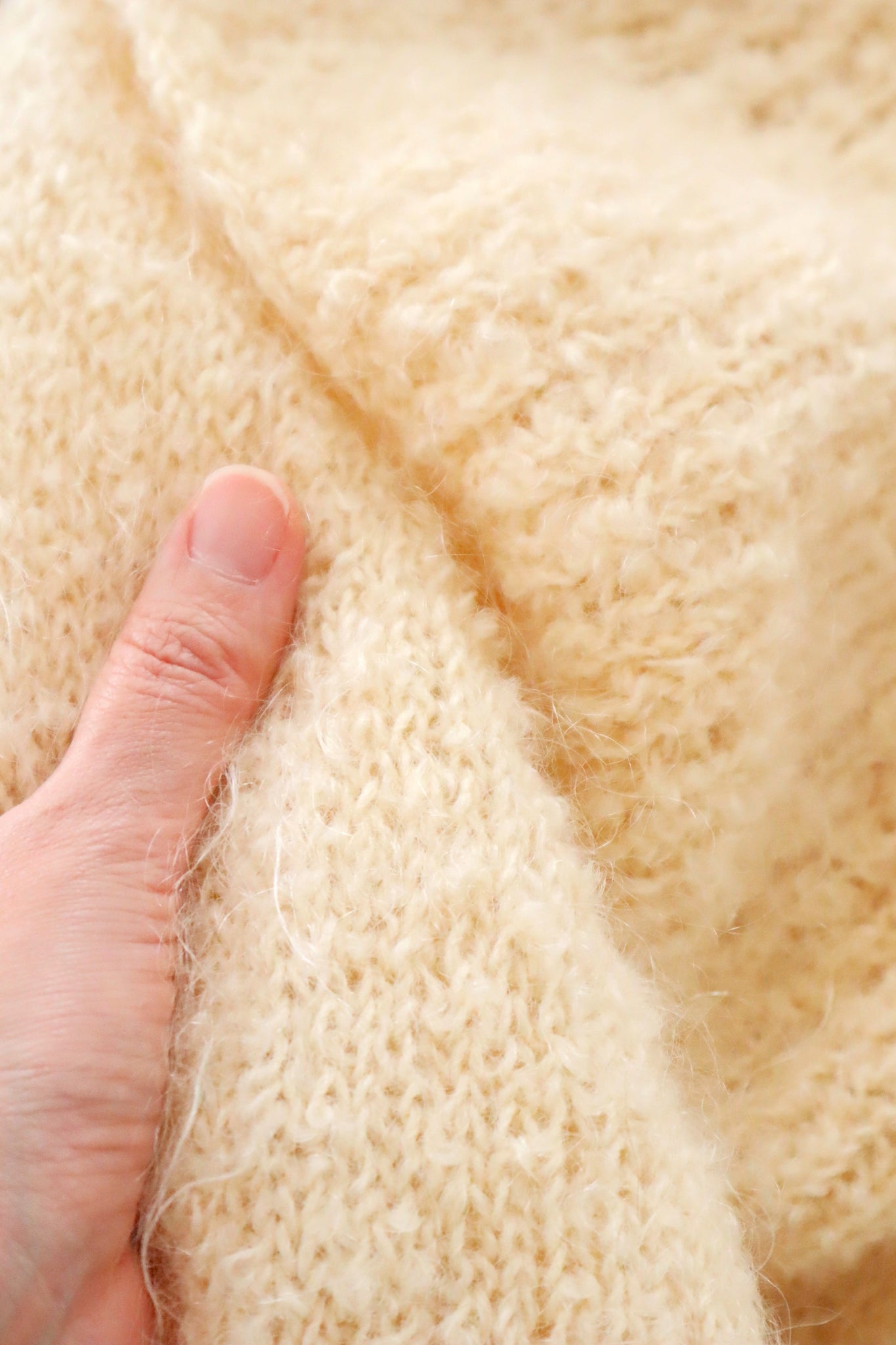 1950s–60s Hand-Knit Mohair Cape-Collar Cardigan