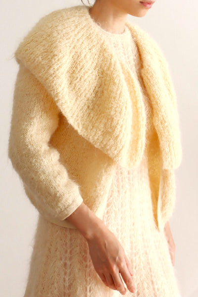 1950s–60s Hand-Knit Mohair Cape-Collar Cardigan