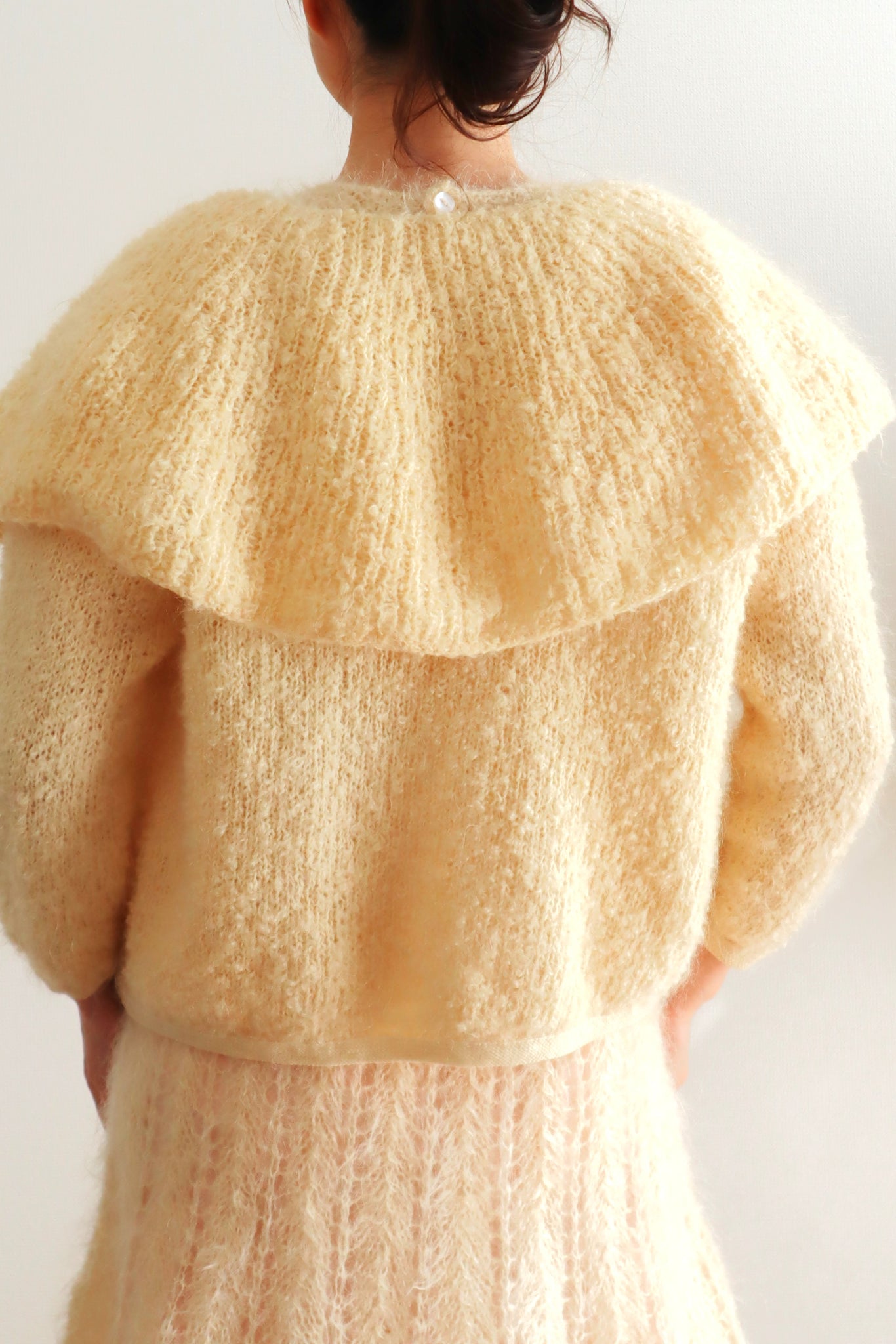 1950s–60s Hand-Knit Mohair Cape-Collar Cardigan