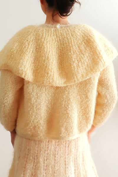 1950s–60s Hand-Knit Mohair Cape-Collar Cardigan
