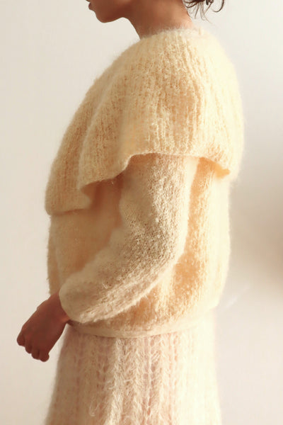 1950s–60s Hand-Knit Mohair Cape-Collar Cardigan
