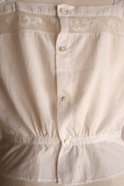 1910s Handmade French Cotton Corset Cover