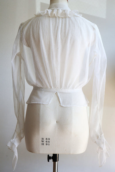 1910s Edwardian Tulle Lace Blouse