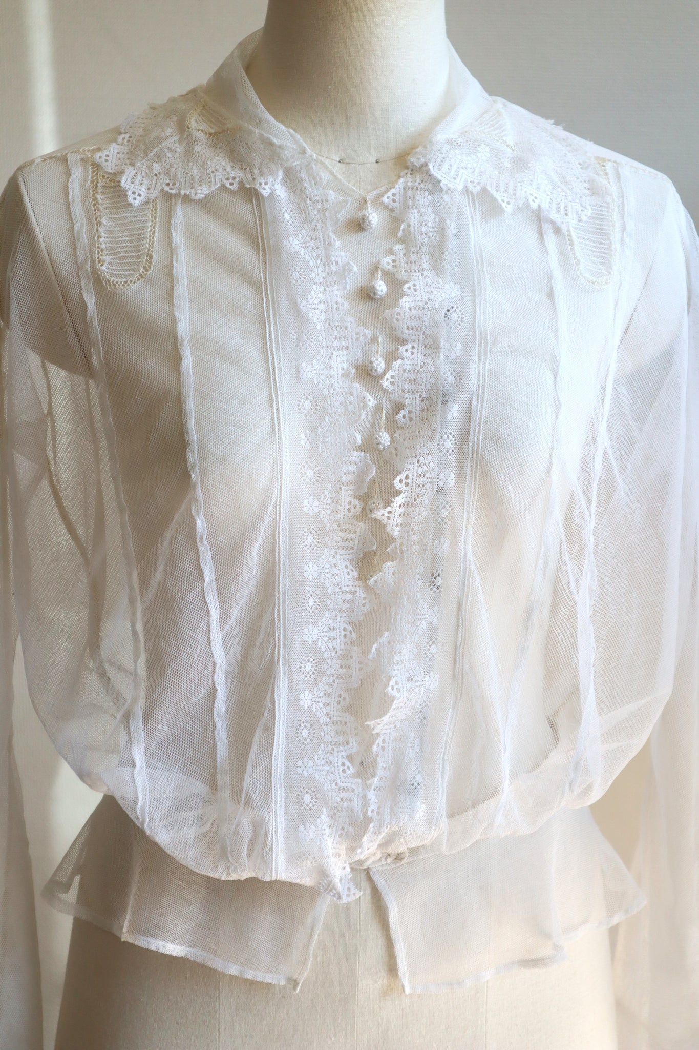 1910s Edwardian Tulle Lace Blouse