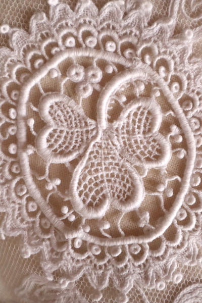1900s Edwardian English Cotton Tulle Lace Tambour Embroidered Jacket