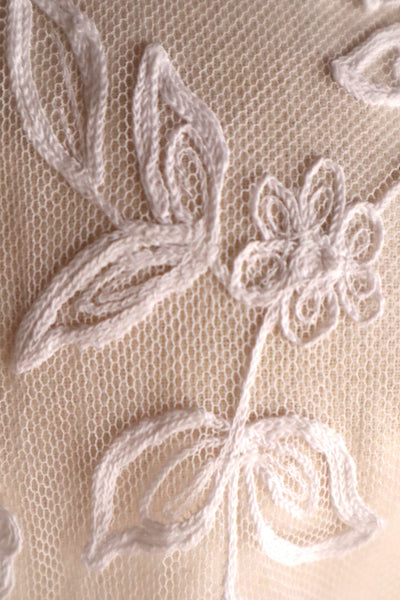 1900s Edwardian English Cotton Tulle Lace Tambour Embroidered Jacket