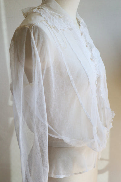 1910s Edwardian Tulle Lace Blouse