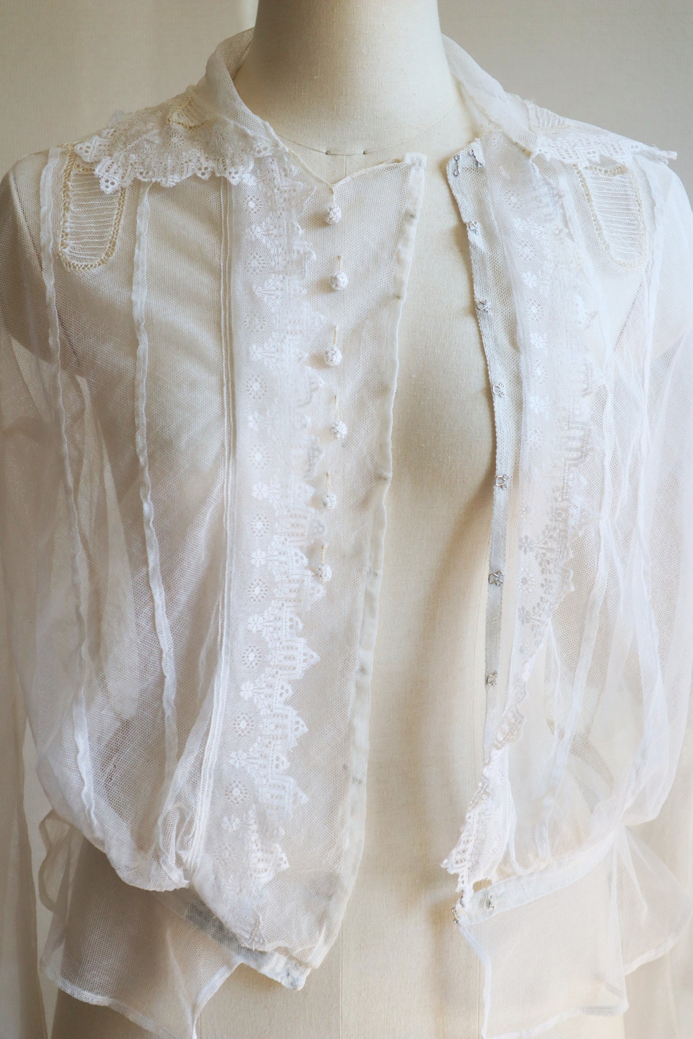 1910s Edwardian Tulle Lace Blouse