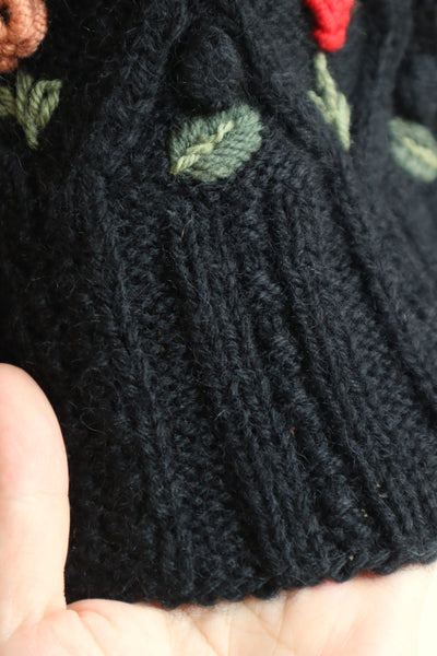 80s Black Hand Knitted Austrian Cardigan
