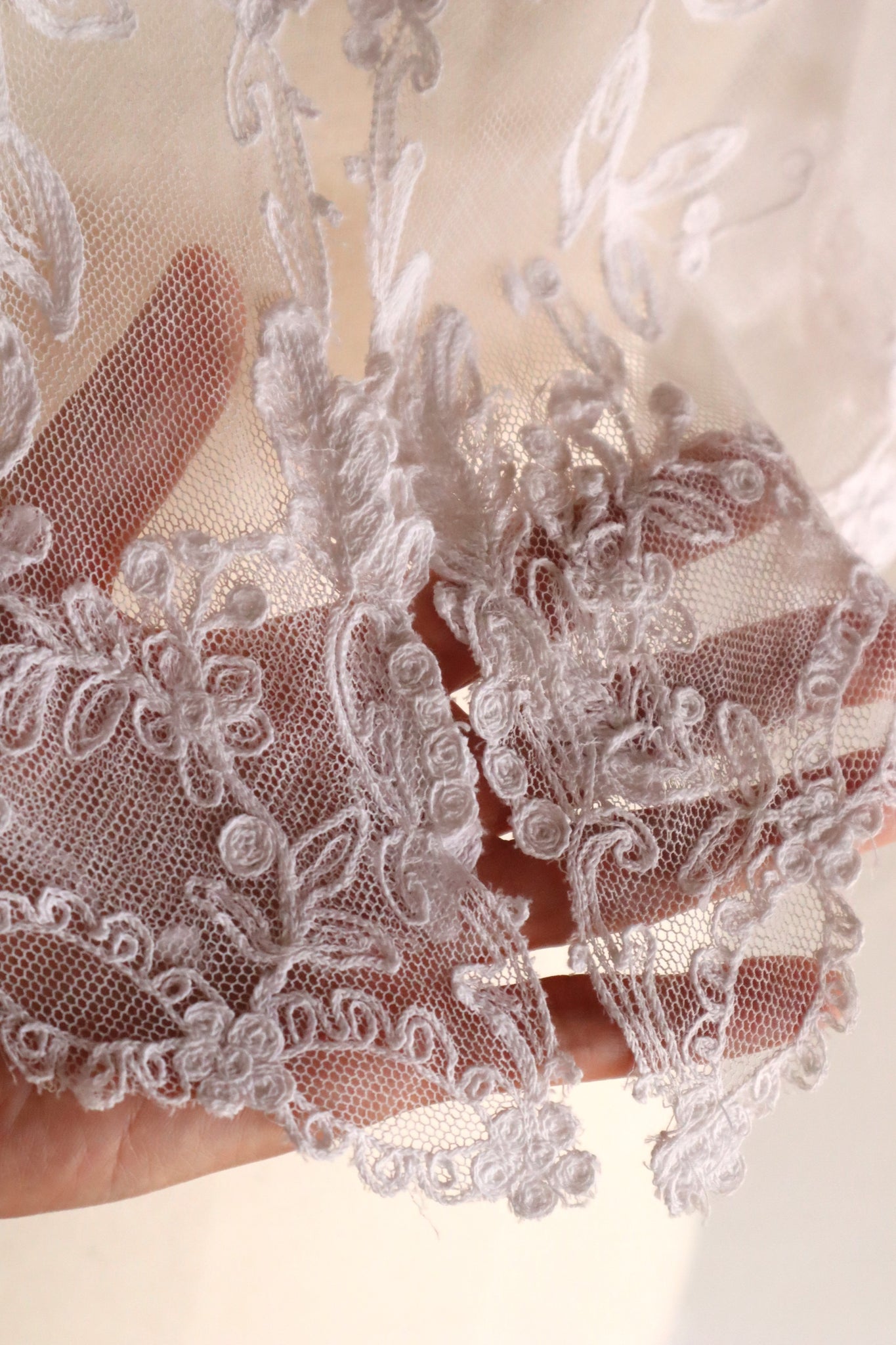 1900s Edwardian English Cotton Tulle Lace Tambour Embroidered Jacket