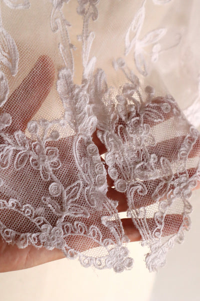 1900s Edwardian English Cotton Tulle Lace Tambour Embroidered Jacket