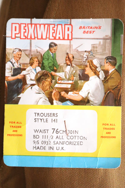 1960s British Deadstock Cotton Work Trousers “Pexwear” Made in U.K