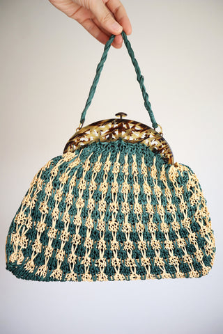 1940s Raffia Handbag