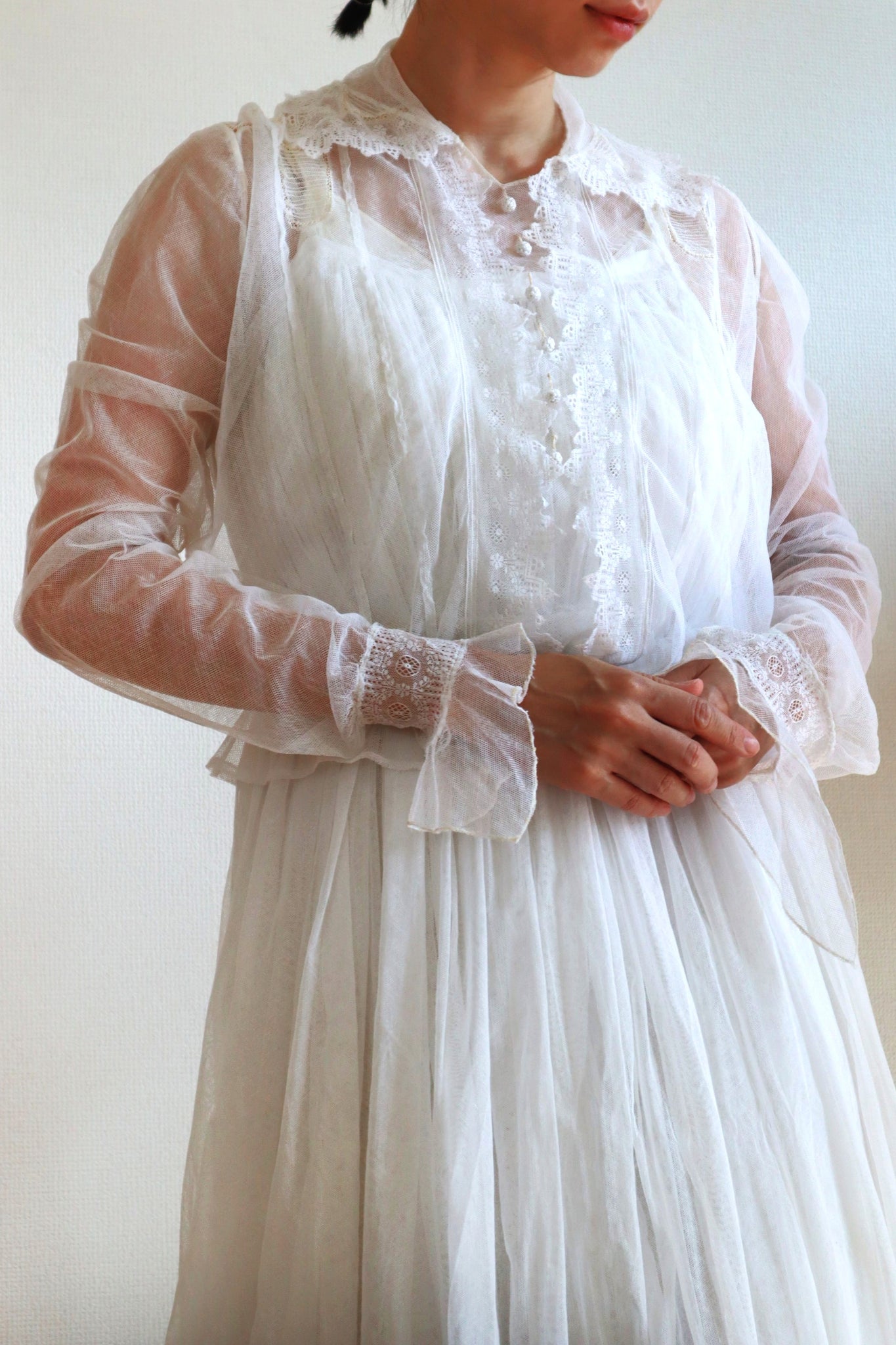 1910s Edwardian Tulle Lace Blouse
