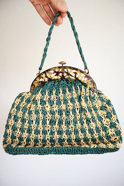 1940s Raffia Handbag