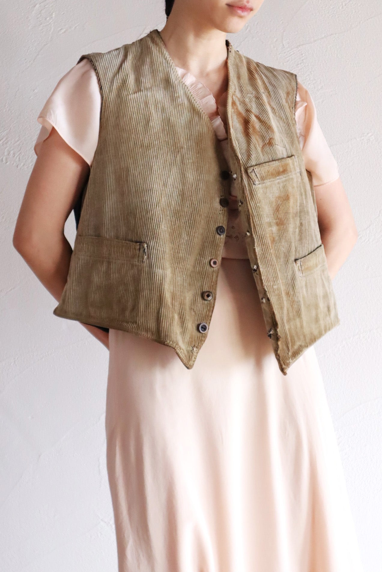 1930s-1940s Le Mont-Saint-Michel French Corduroy Work Vest
