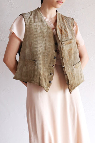 1930s-1940s Le Mont-Saint-Michel French Corduroy Work Vest