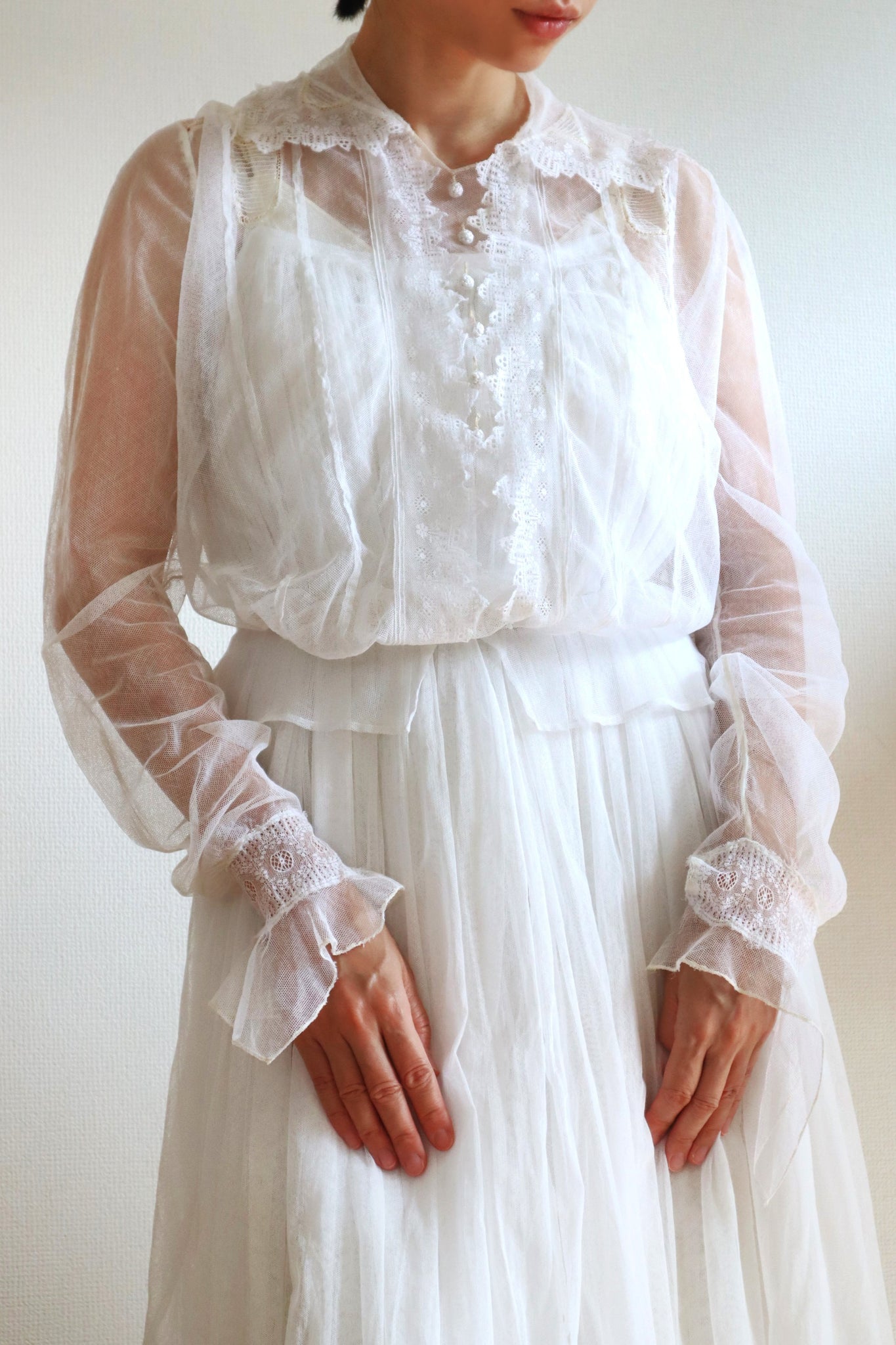 1910s Edwardian Tulle Lace Blouse