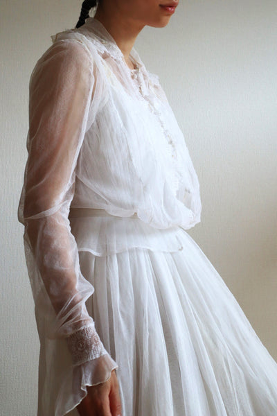1910s Edwardian Tulle Lace Blouse