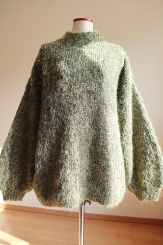 80s Hand Knit Glitter Green Sweater