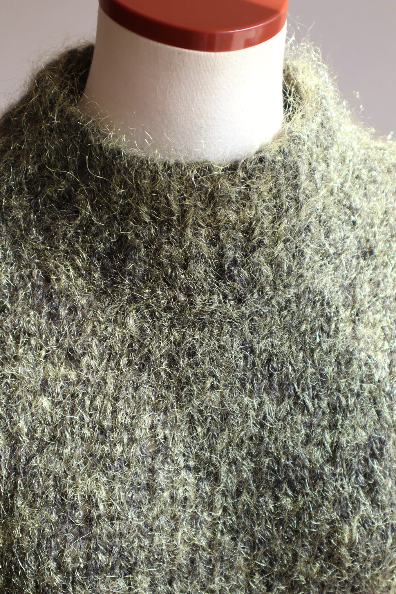 80s Hand Knit Glitter Green Sweater