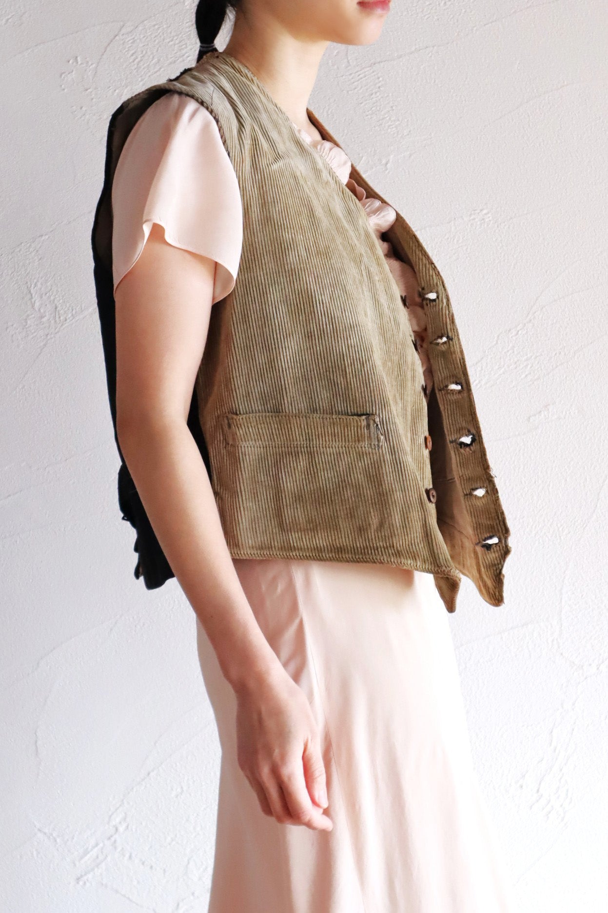 1930s-1940s Le Mont-Saint-Michel French Corduroy Work Vest