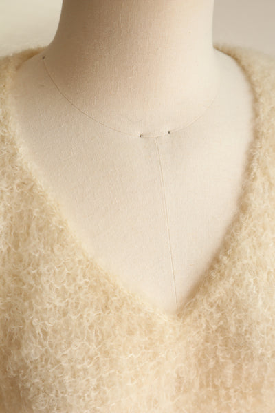 80s Hand Knit Off White Mohair Sweater