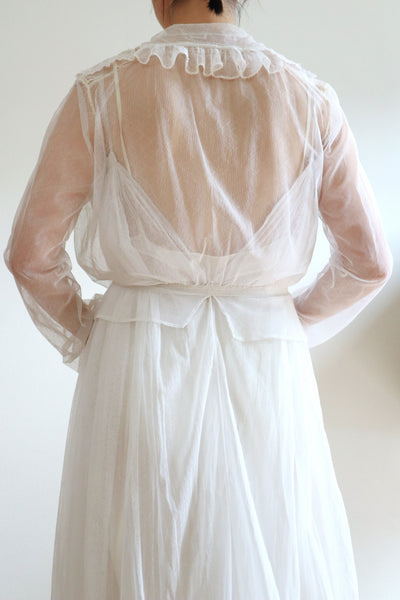 1910s Edwardian Tulle Lace Blouse
