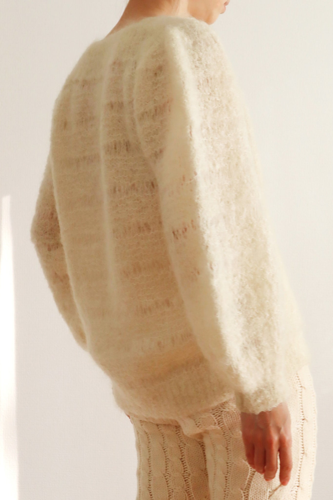 80s Hand Knit Off White Mohair Sweater