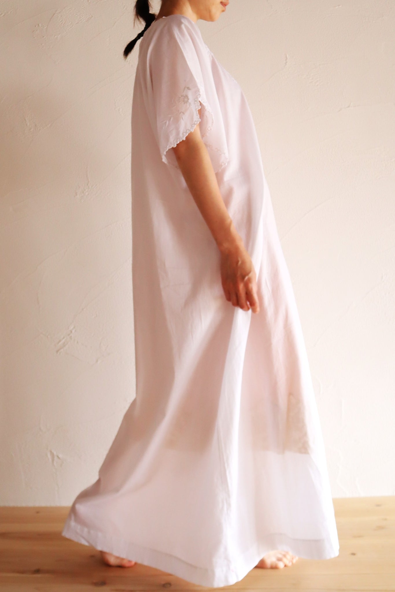 1920s–1930s Handmade French Cotton Nightdress with Hand Embroidery