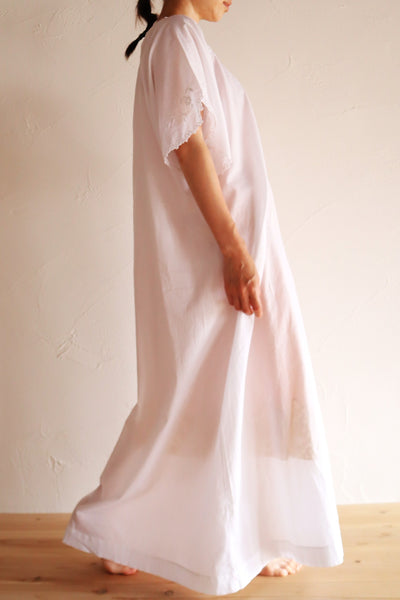 1920s–1930s Handmade French Cotton Nightdress with Hand Embroidery