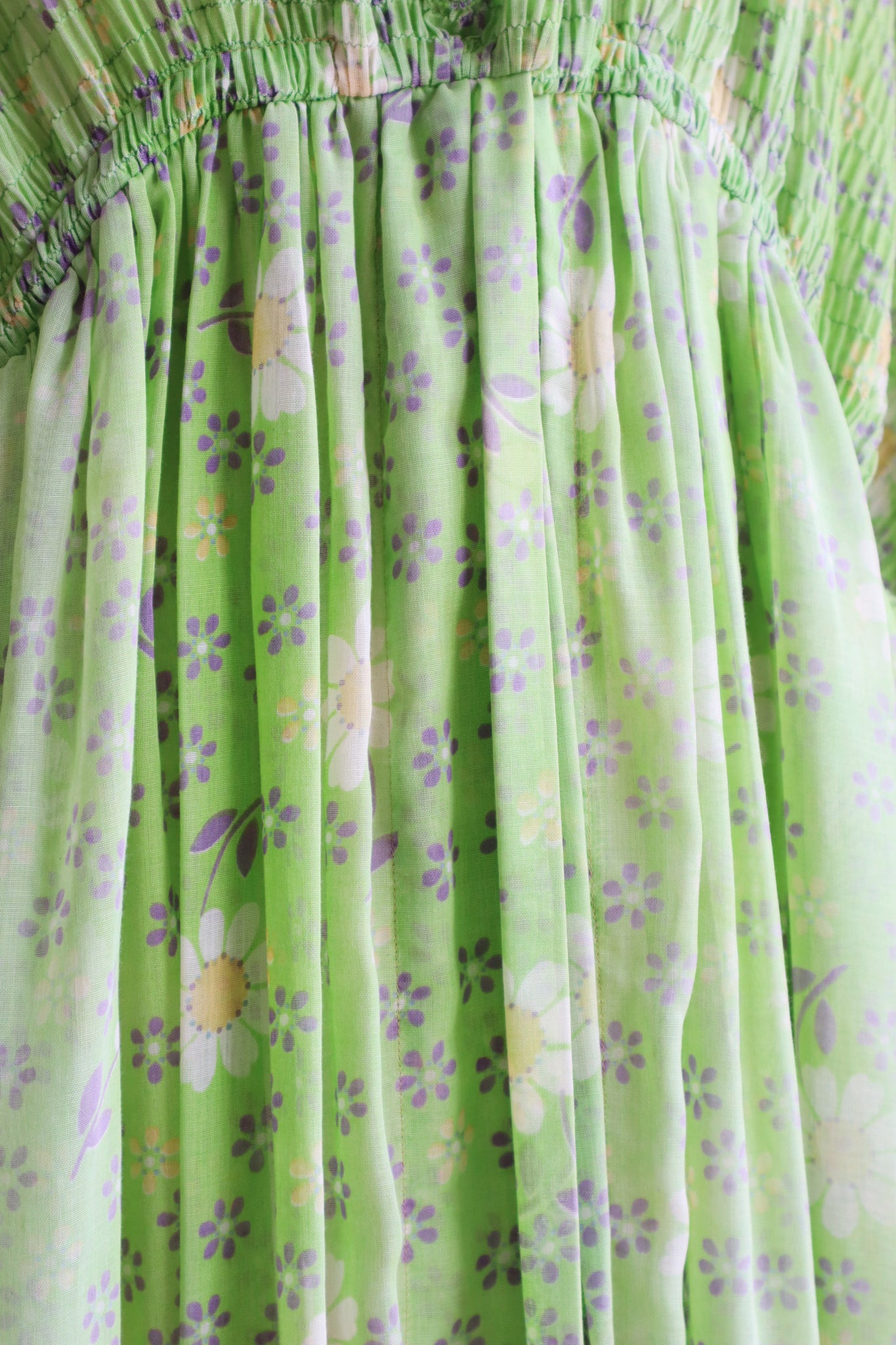 60s Green Floral Sheer Dress