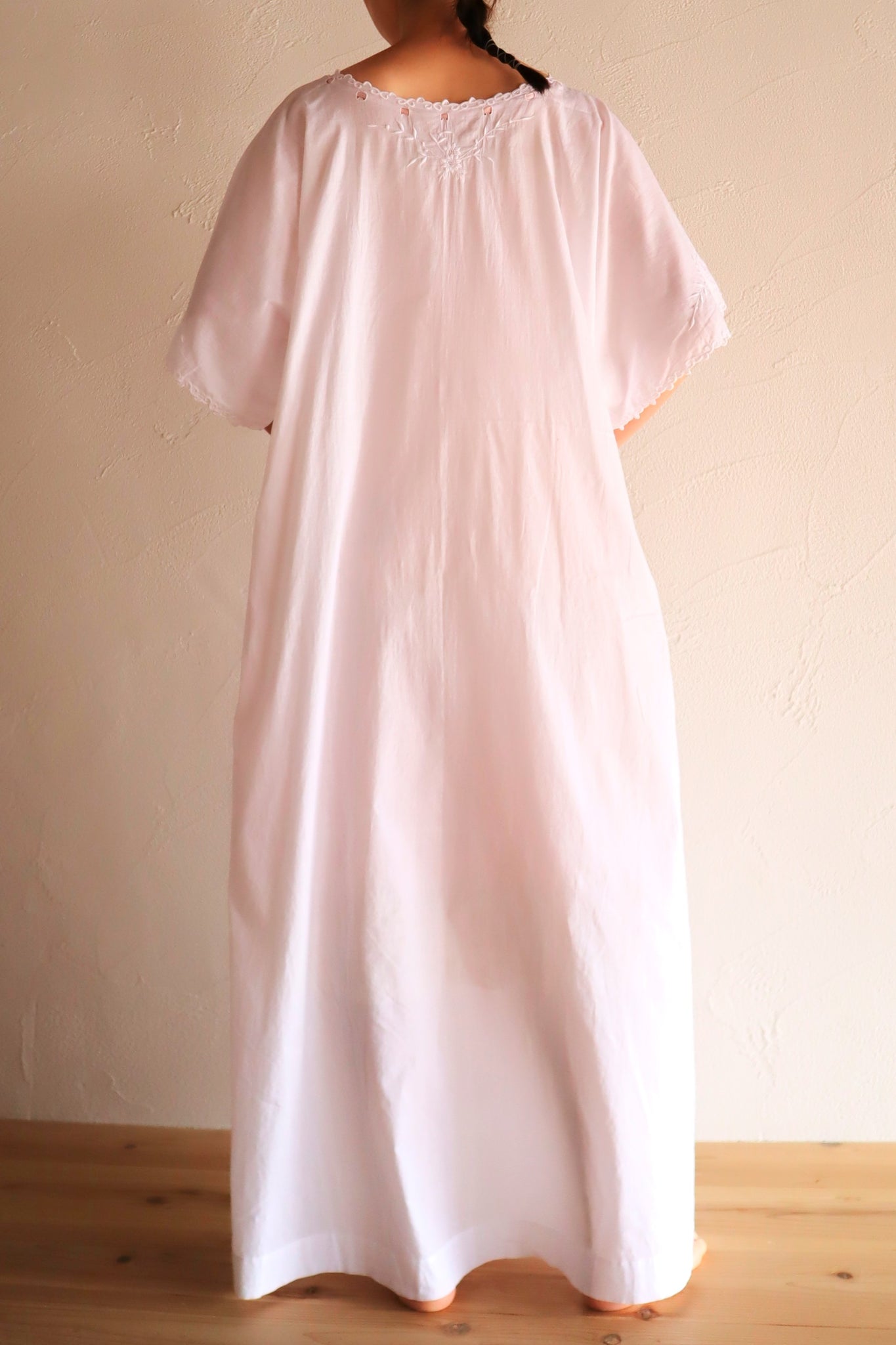 1920s–1930s Handmade French Cotton Nightdress with Hand Embroidery