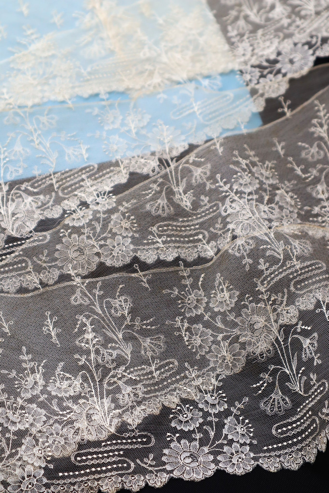 Late 19th Century Machine-Embroidered Net Lace Border (313cm)