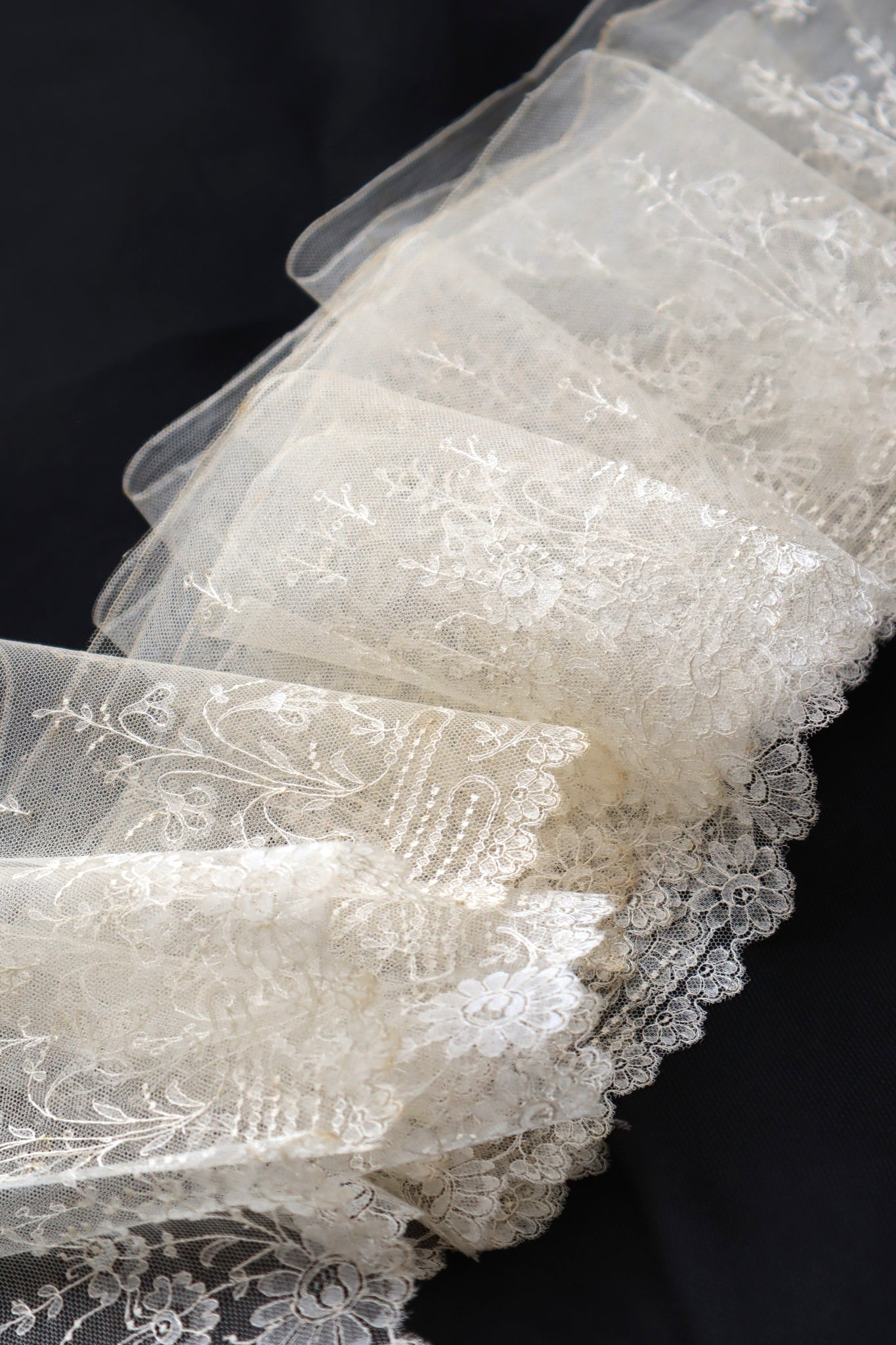 Late 19th Century Machine-Embroidered Net Lace Border (313cm)