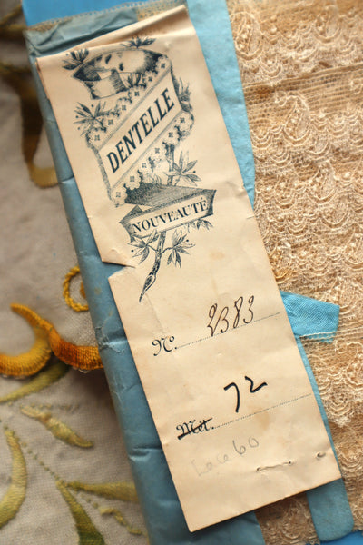 1900s Cotton Tulle Lace Trim on Original Merchant Card