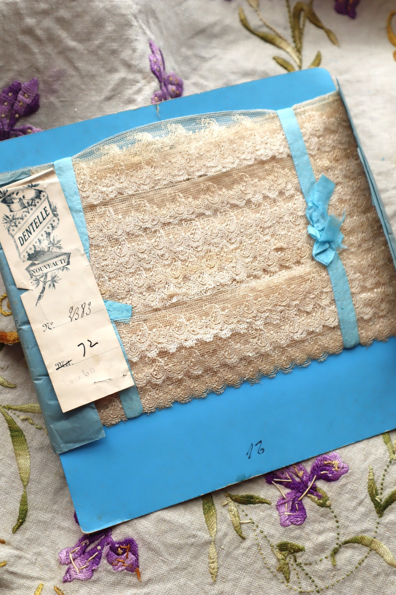 1900s Cotton Tulle Lace Trim on Original Merchant Card