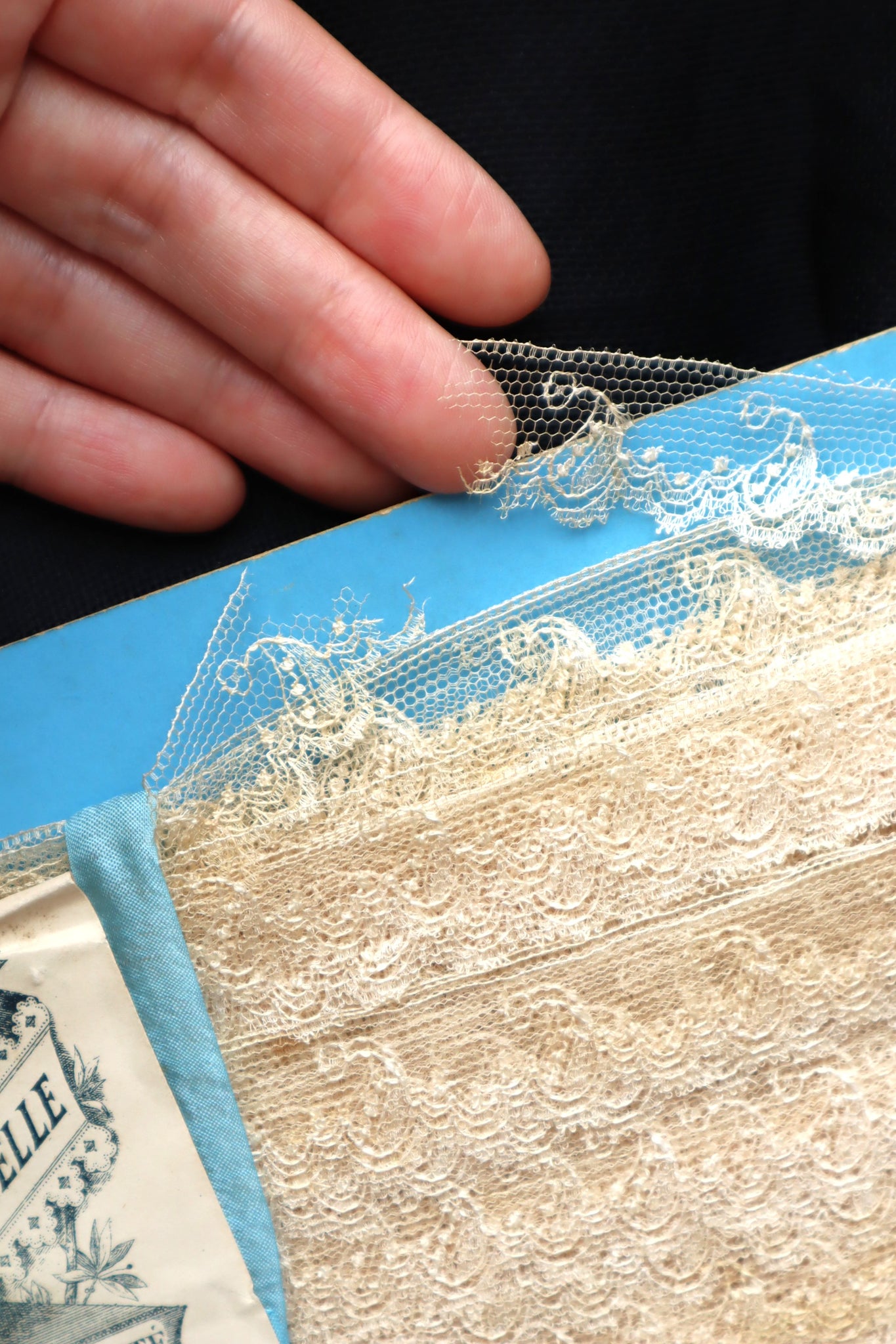1900s Cotton Tulle Lace Trim on Original Merchant Card