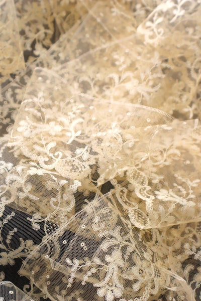 1910s–1920s French Bobbinet Tulle Lace Trim (370cm)