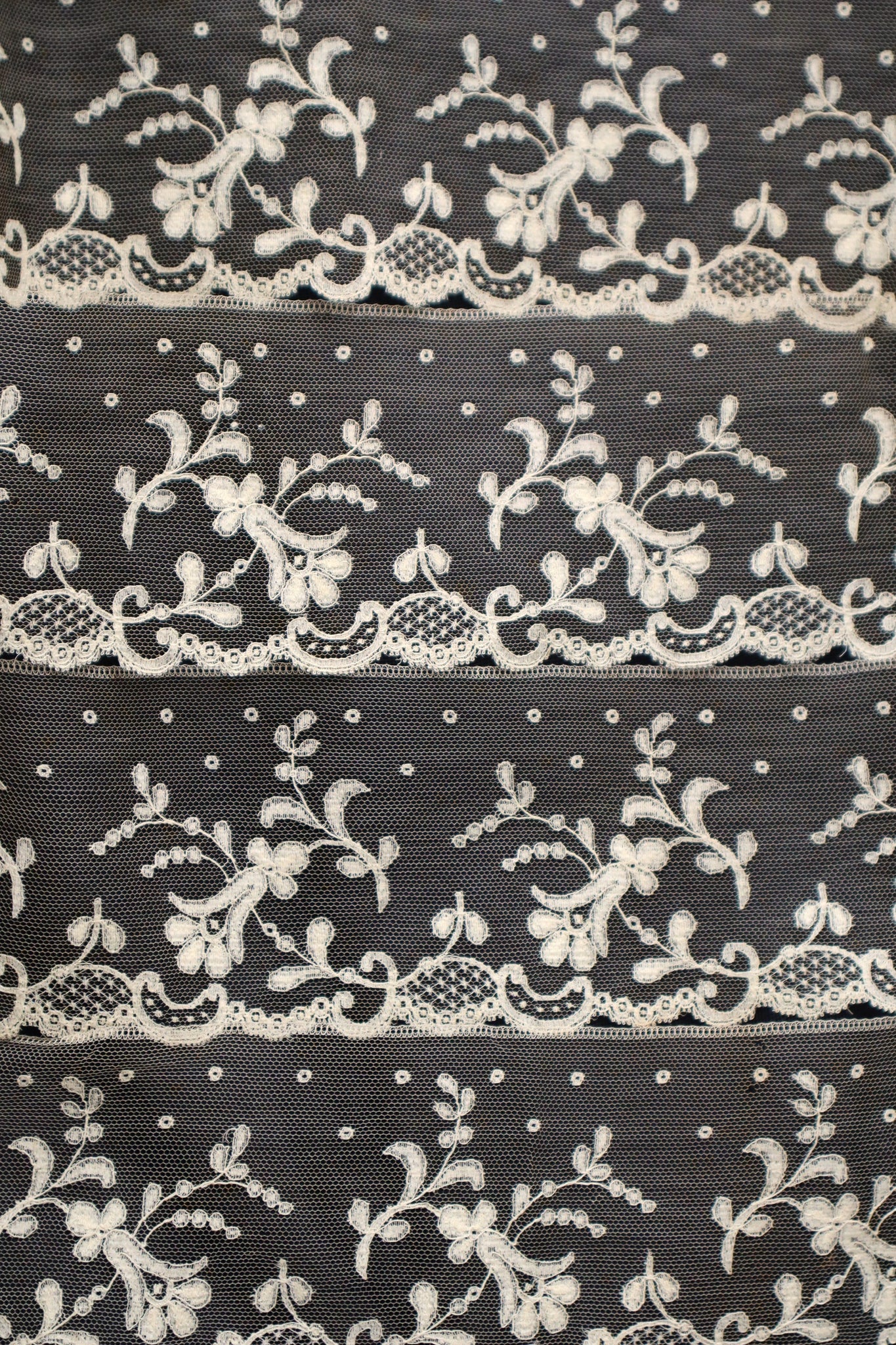 1910s–1920s French Bobbinet Tulle Lace Trim (370cm)