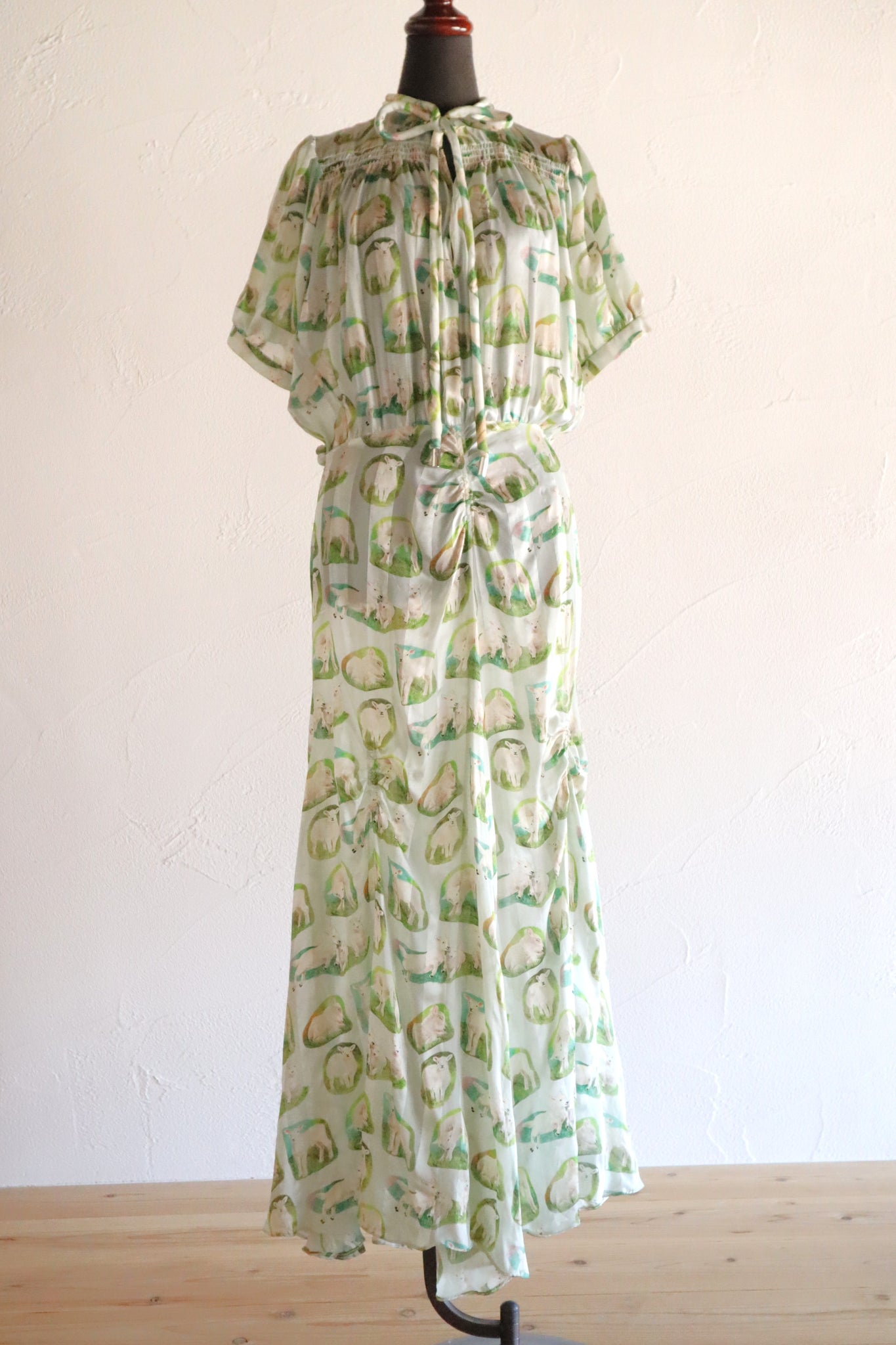 CARVEN Agneau Lamb Print Silk Maxi Dress
