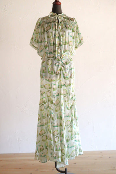 CARVEN Agneau Lamb Print Silk Maxi Dress