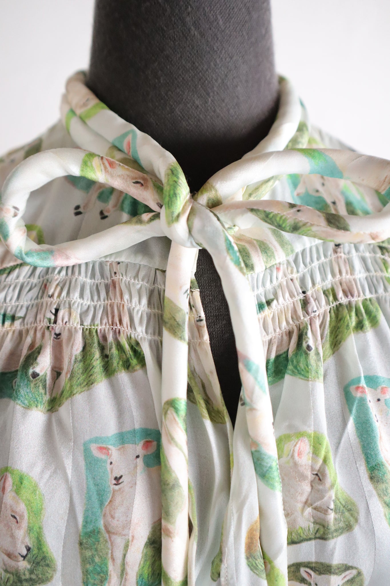 CARVEN Agneau Lamb Print Silk Maxi Dress