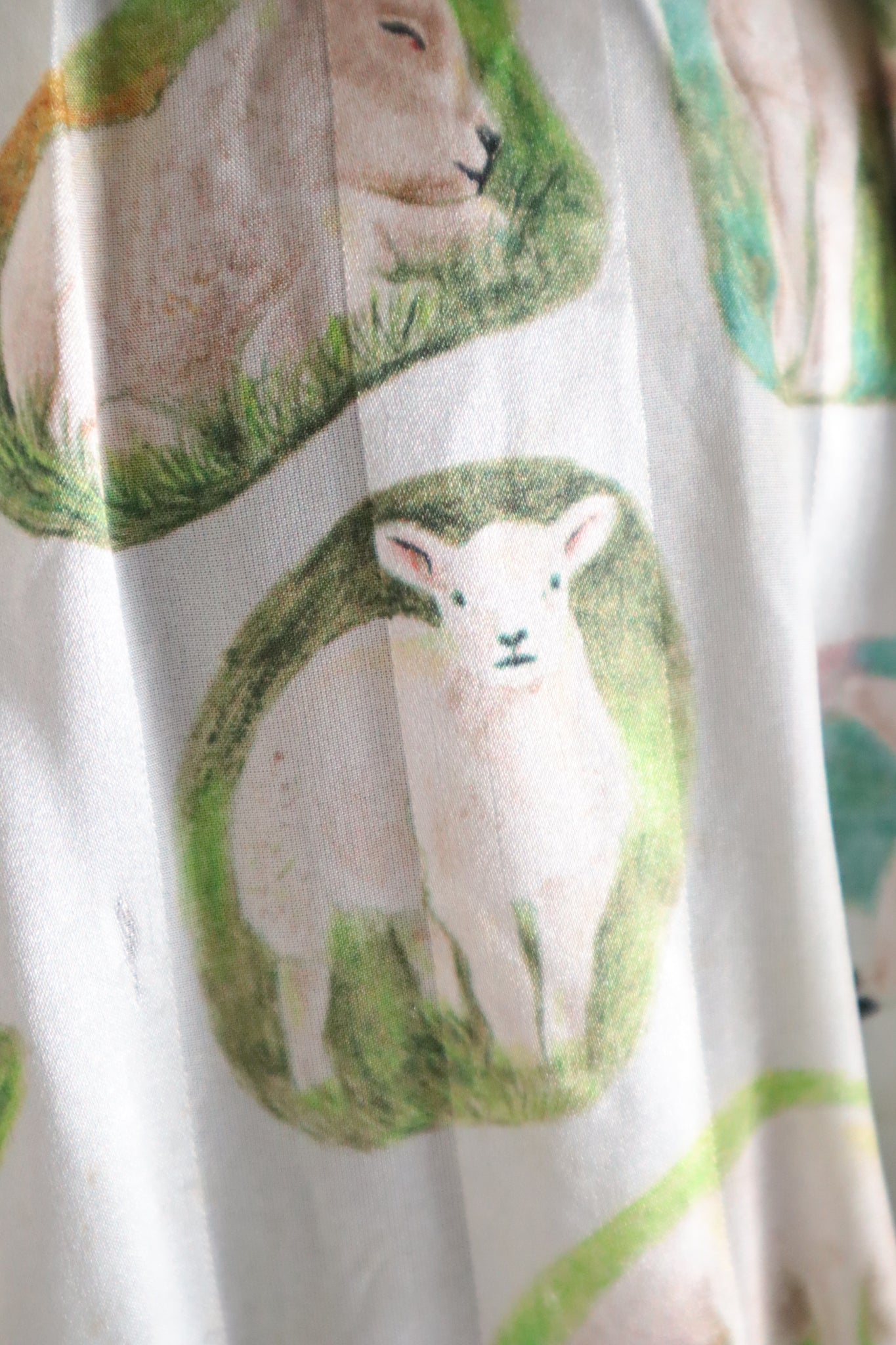 CARVEN Agneau Lamb Print Silk Maxi Dress